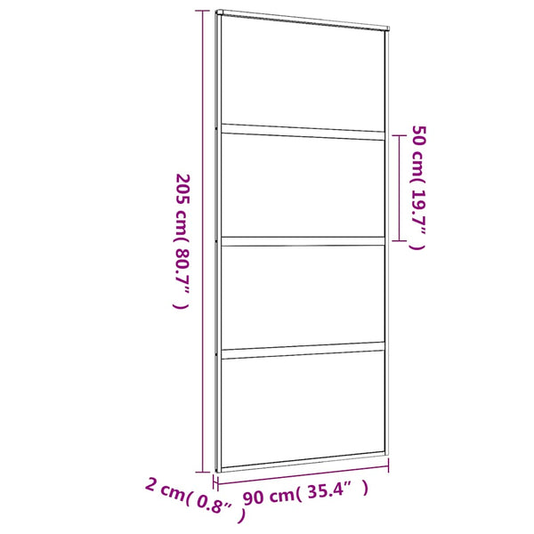 vidaXL Porte coulissante Doré 90x205 cm verre trempé transparent et aluminium