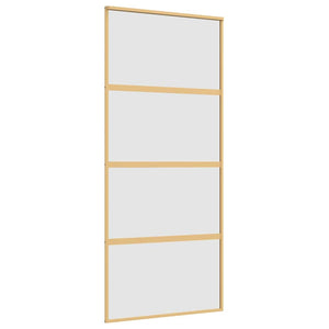 vidaXL Porte coulissante dorée 90x205 cm en verre ESG mat et aluminium