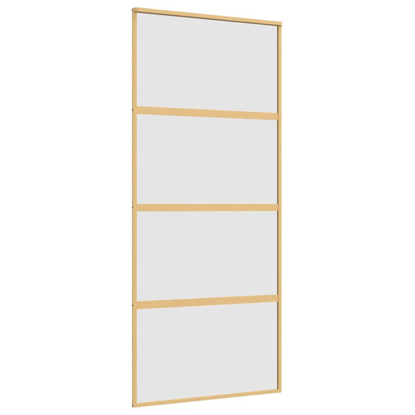 vidaXL Porte coulissante dorée 90x205 cm en verre ESG mat et aluminium