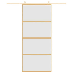 vidaXL Porte coulissante dorée 90x205 cm en verre ESG mat et aluminium