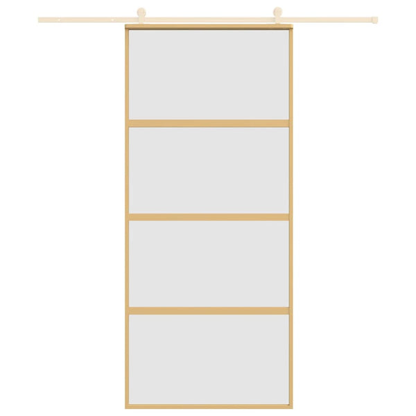 vidaXL Porte coulissante dorée 90x205 cm en verre ESG mat et aluminium