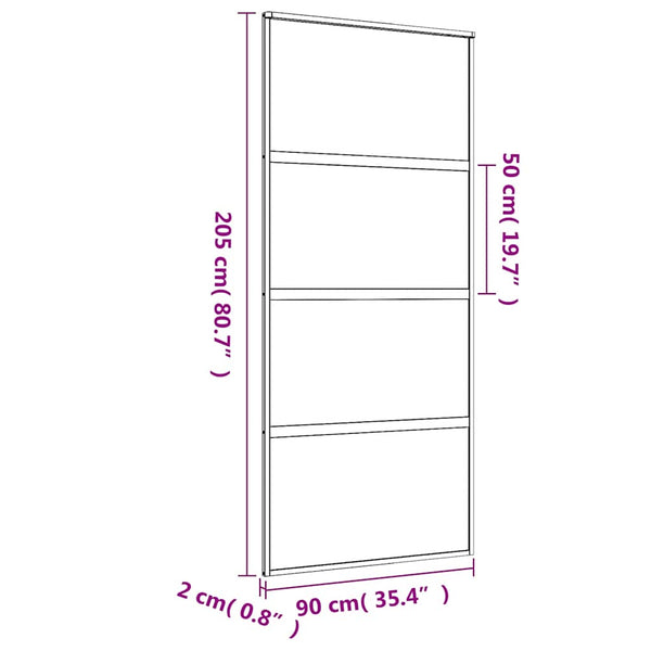 vidaXL Porte coulissante dorée 90x205 cm en verre ESG mat et aluminium