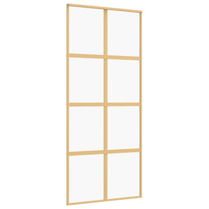 vidaXL Porte coulissante Doré 90x205 cm verre trempé transparent et aluminium