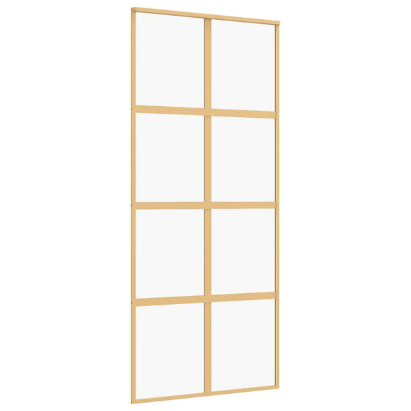 vidaXL Porte coulissante Doré 90x205 cm verre trempé transparent et aluminium