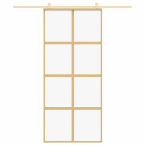 vidaXL Porte coulissante Doré 90x205 cm verre trempé transparent et aluminium