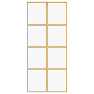 vidaXL Porte coulissante Doré 90x205 cm verre trempé transparent et aluminium