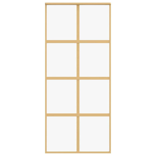 vidaXL Porte coulissante Doré 90x205 cm verre trempé transparent et aluminium