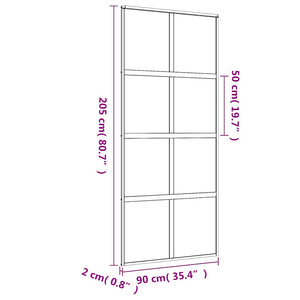 vidaXL Porte coulissante Doré 90x205 cm verre trempé transparent et aluminium