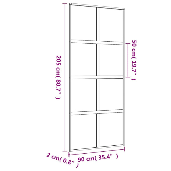 vidaXL Porte coulissante Doré 90x205 cm verre trempé transparent et aluminium