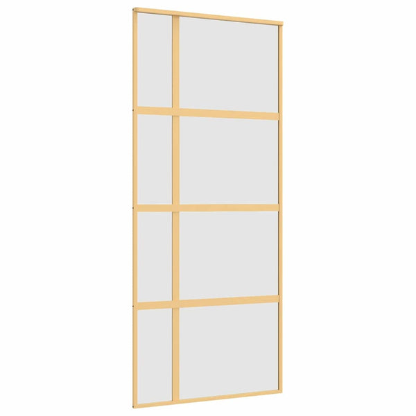vidaXL Porte coulissante dorée 90x205 cm en verre ESG mat et aluminium