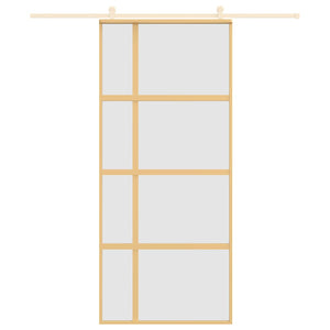 vidaXL Porte coulissante dorée 90x205 cm en verre ESG mat et aluminium