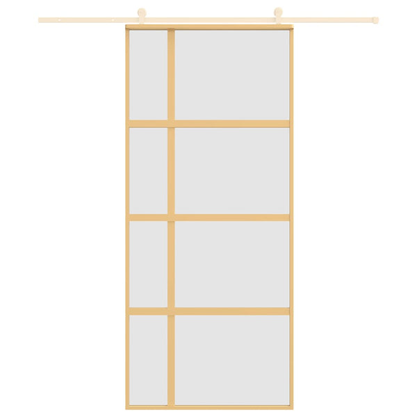 vidaXL Porte coulissante dorée 90x205 cm en verre ESG mat et aluminium