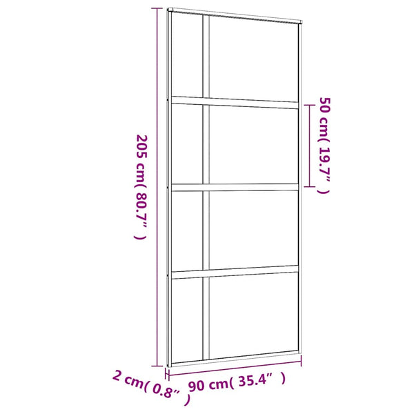 vidaXL Porte coulissante dorée 90x205 cm en verre ESG mat et aluminium