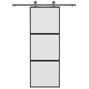 Schiebetür Schwarz 76x205 cm Hartglas und Aluminium