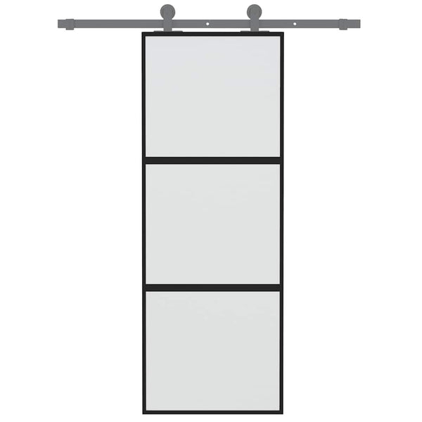 Schiebetür Schwarz 76x205 cm Hartglas und Aluminium
