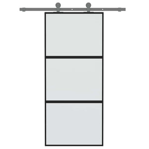 Schiebetür Schwarz 90x205 cm Hartglas und Aluminium