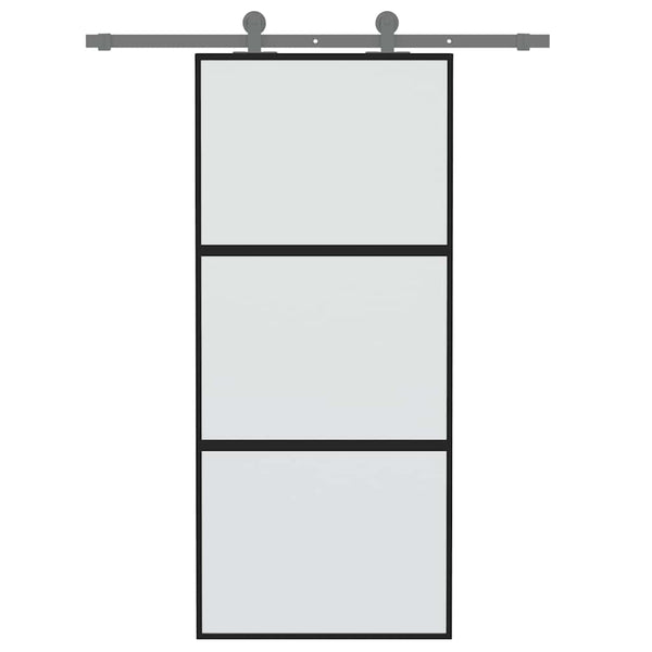 Schiebetür Schwarz 90x205 cm Hartglas und Aluminium