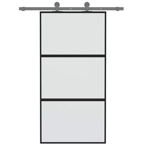 Schiebetür Schwarz 102,5x205 cm Hartglas und Aluminium