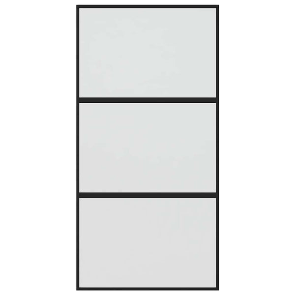 Schiebetür Schwarz 102,5x205 cm Hartglas und Aluminium
