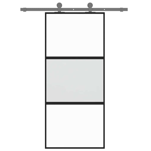 Schiebetür Schwarz 90x205 cm Hartglas und Aluminium