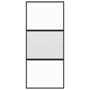Schiebetür Schwarz 90x205 cm Hartglas und Aluminium