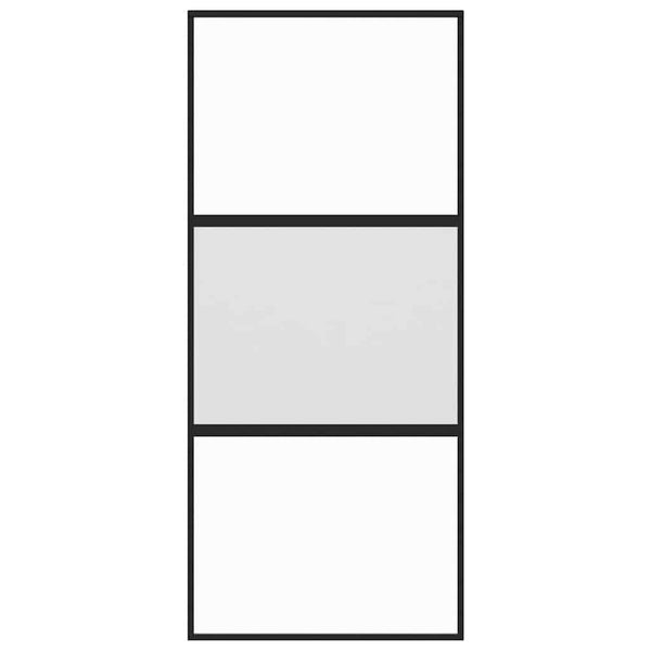Schiebetür Schwarz 90x205 cm Hartglas und Aluminium