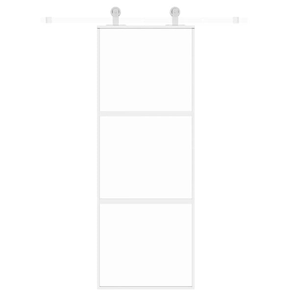 Schiebetür Weiß 76x205 cm Hartglas und Aluminium