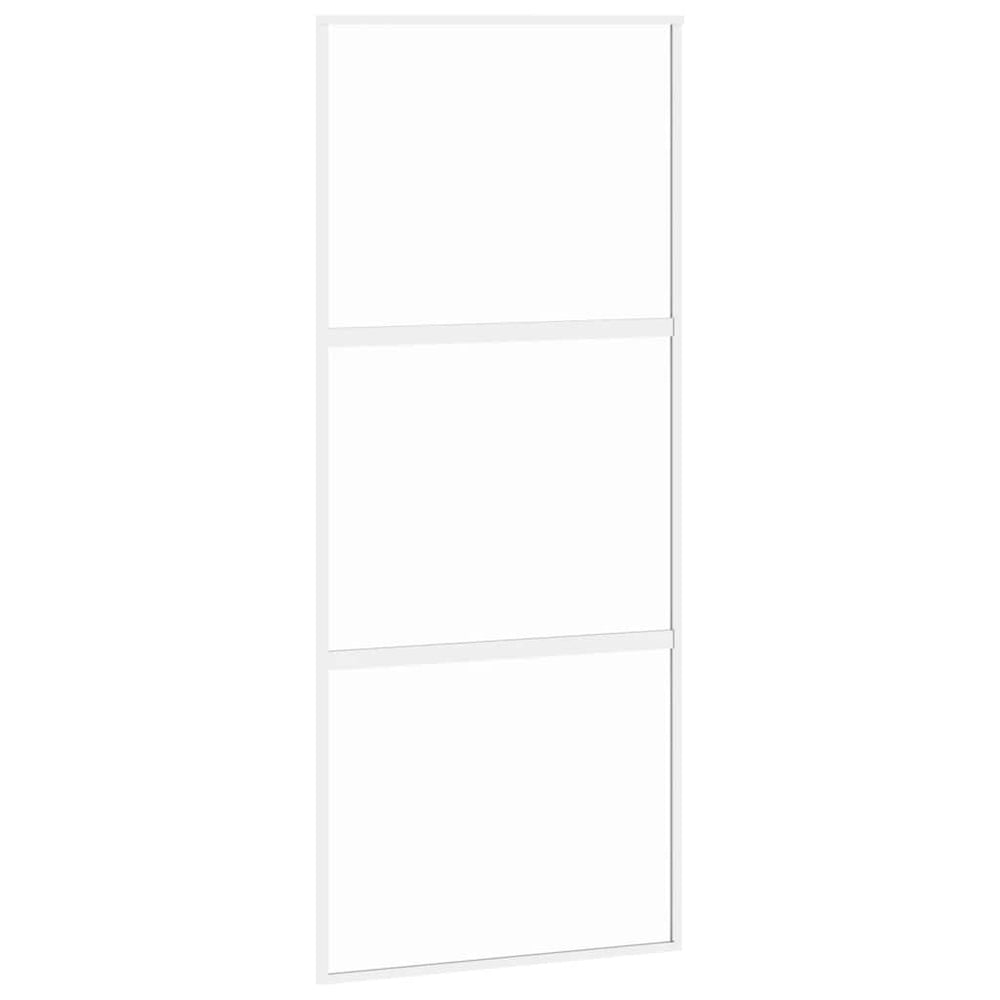Schiebetür Weiß 90x205 cm Hartglas und Aluminium