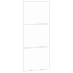 Schiebetür Weiß 90x205 cm Hartglas und Aluminium