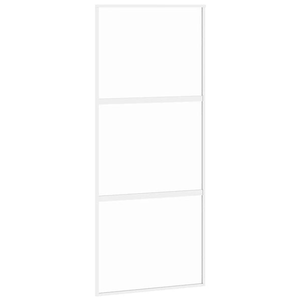 Schiebetür Weiß 90x205 cm Hartglas und Aluminium