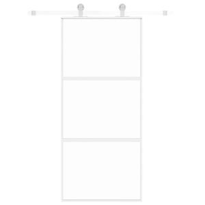 Schiebetür Weiß 90x205 cm Hartglas und Aluminium