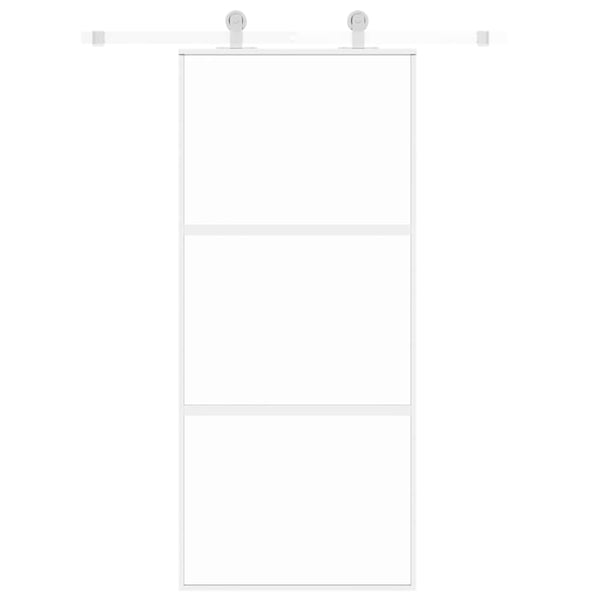 Schiebetür Weiß 90x205 cm Hartglas und Aluminium