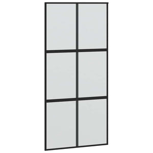 Schiebetür Schwarz 102,5x205 cm Hartglas und Aluminium