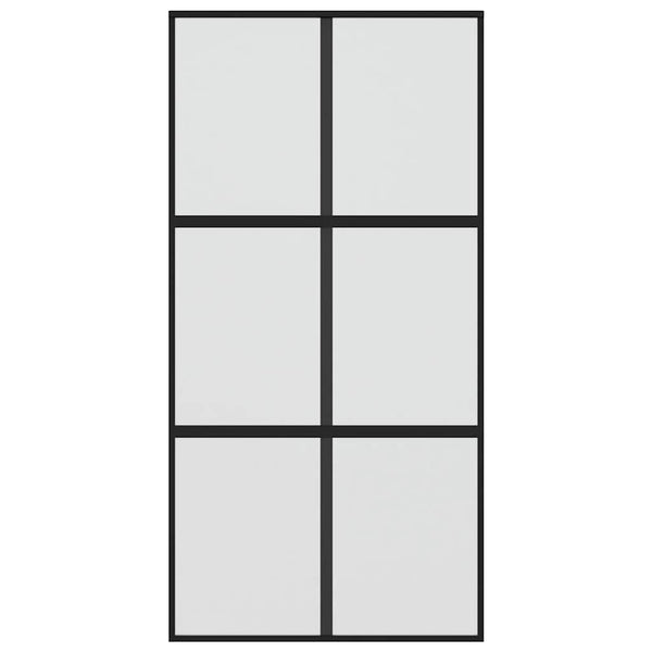 Schiebetür Schwarz 102,5x205 cm Hartglas und Aluminium