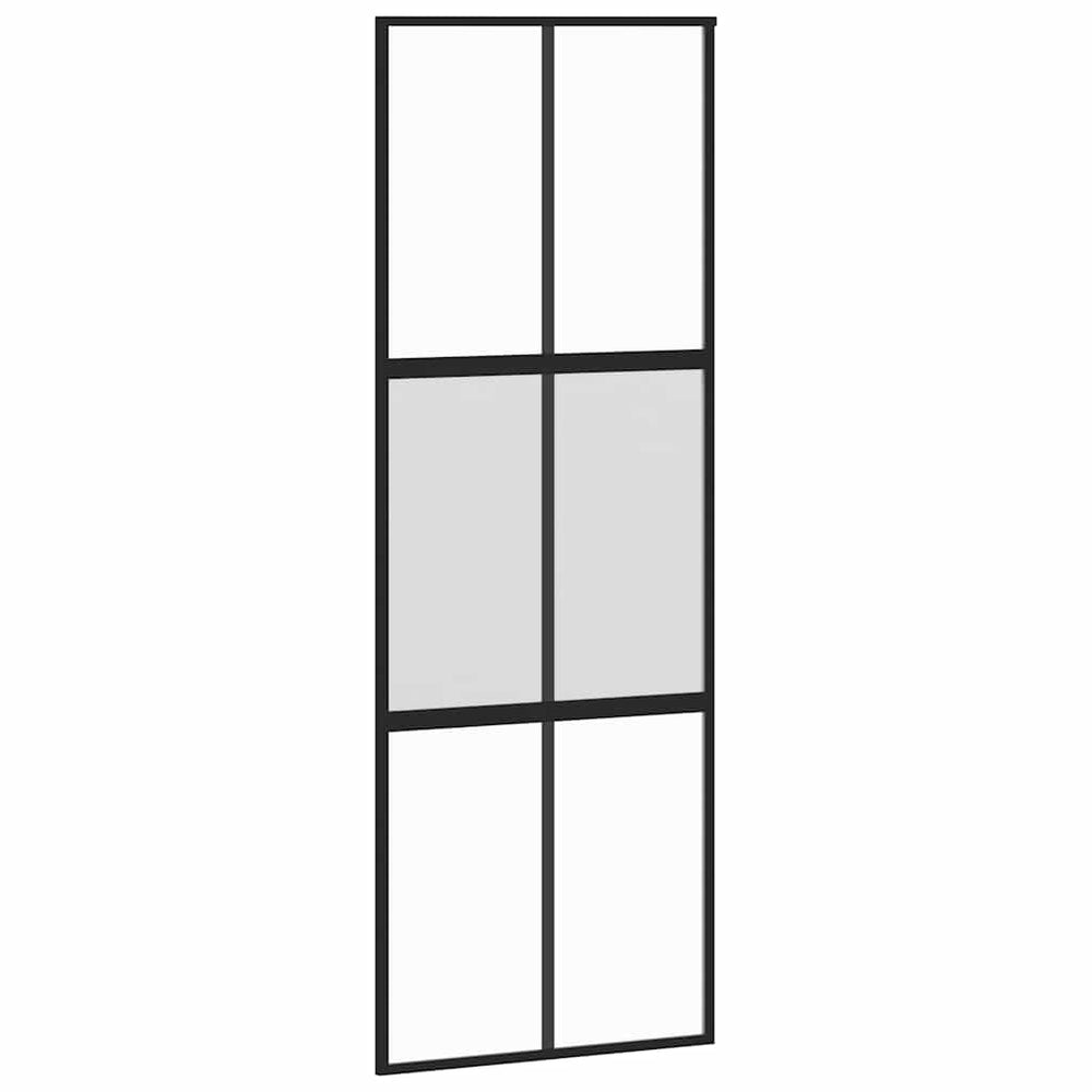 Schiebetür Schwarz 76x205 cm Hartglas und Aluminium