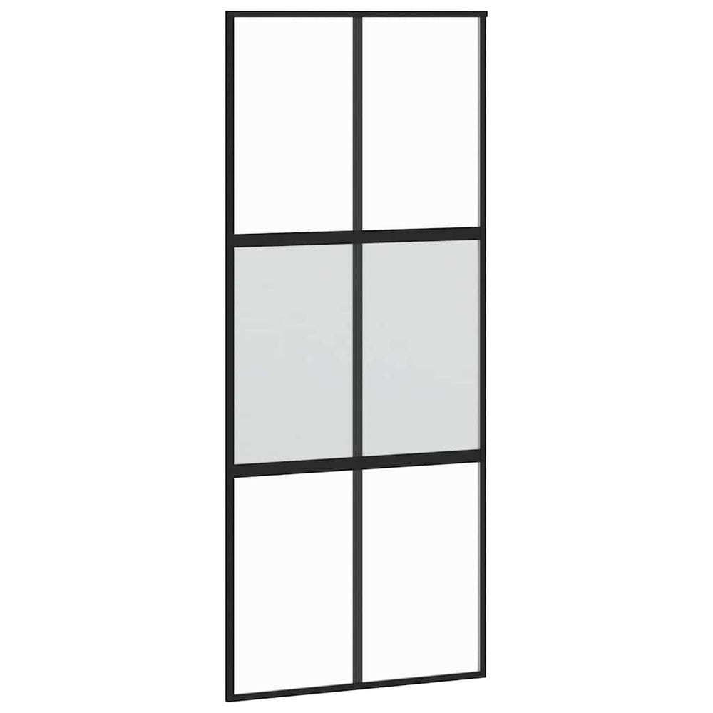 Schiebetür Schwarz 90x205 cm Hartglas und Aluminium