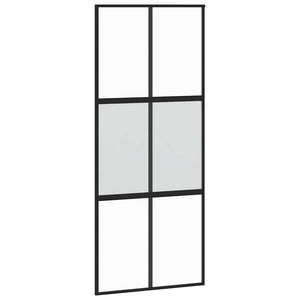 Schiebetür Schwarz 90x205 cm Hartglas und Aluminium