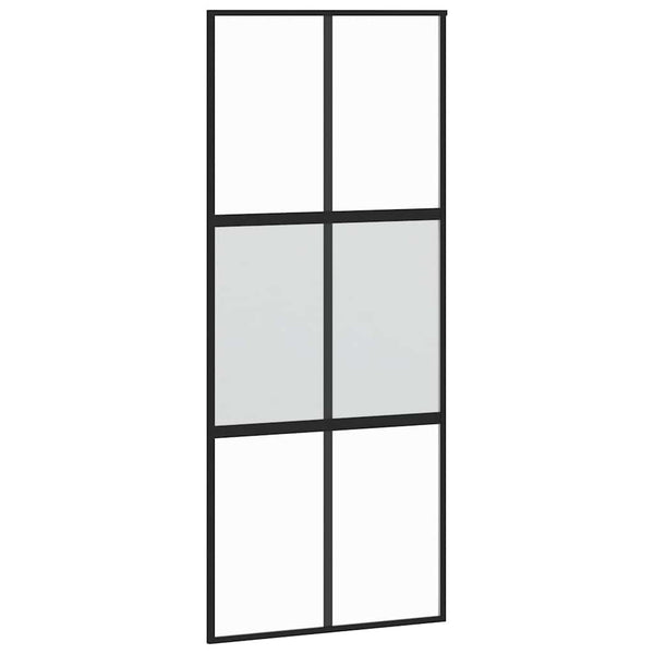 Schiebetür Schwarz 90x205 cm Hartglas und Aluminium