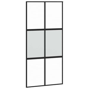 Schiebetür Schwarz 102,5x205 cm Hartglas und Aluminium