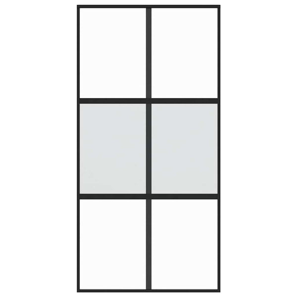 Schiebetür Schwarz 102,5x205 cm Hartglas und Aluminium