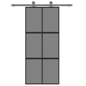 Schiebetür Schwarz 90x205 cm Hartglas und Aluminium