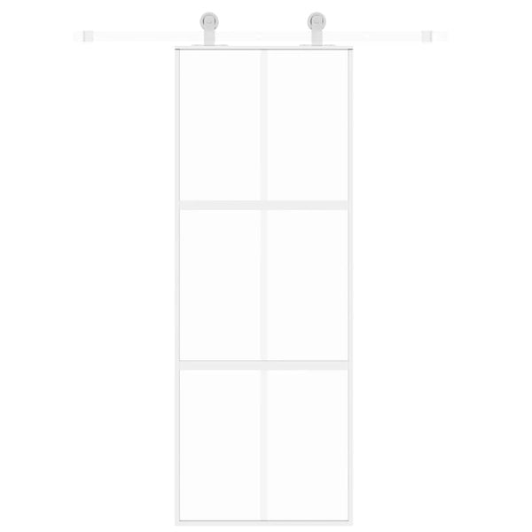 Schiebetür Weiß 76x205 cm Hartglas und Aluminium