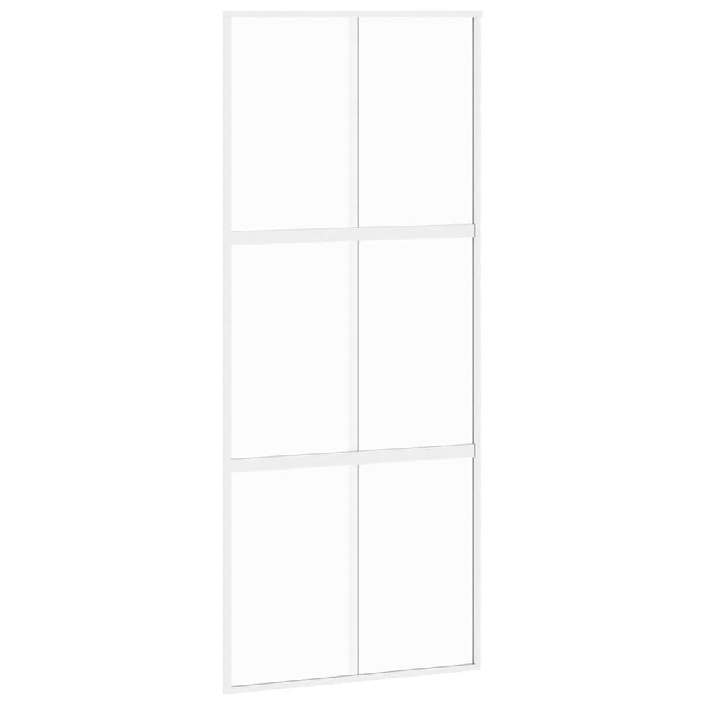 Schiebetür Weiß 90x205 cm Hartglas und Aluminium