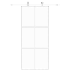 Schiebetür Weiß 90x205 cm Hartglas und Aluminium