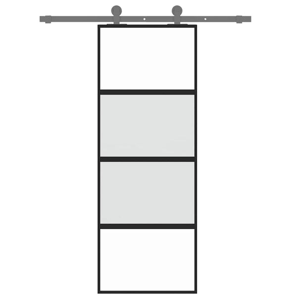 Schiebetür Schwarz 76x205 cm Hartglas und Aluminium