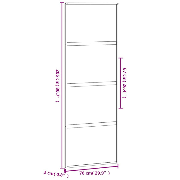 Schiebetür Schwarz 76x205 cm Hartglas und Aluminium