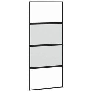 Schiebetür Schwarz 90x205 cm Hartglas und Aluminium