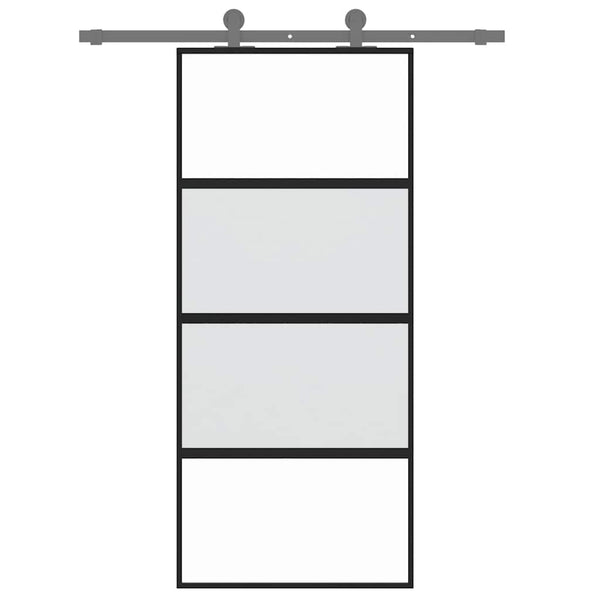 Schiebetür Schwarz 90x205 cm Hartglas und Aluminium