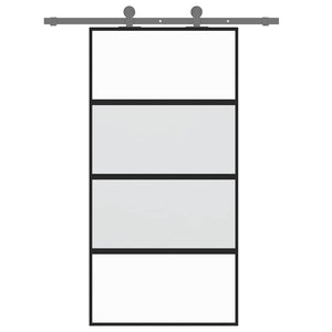 Schiebetür Schwarz 102,5x205 cm Hartglas und Aluminium