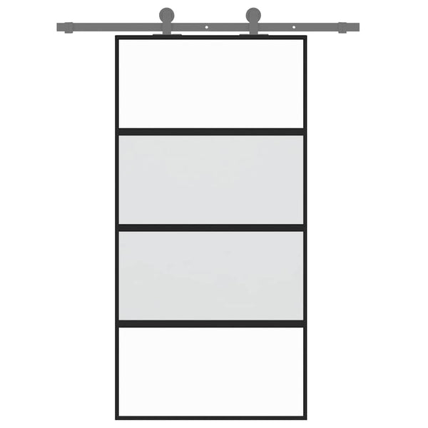 Schiebetür Schwarz 102,5x205 cm Hartglas und Aluminium